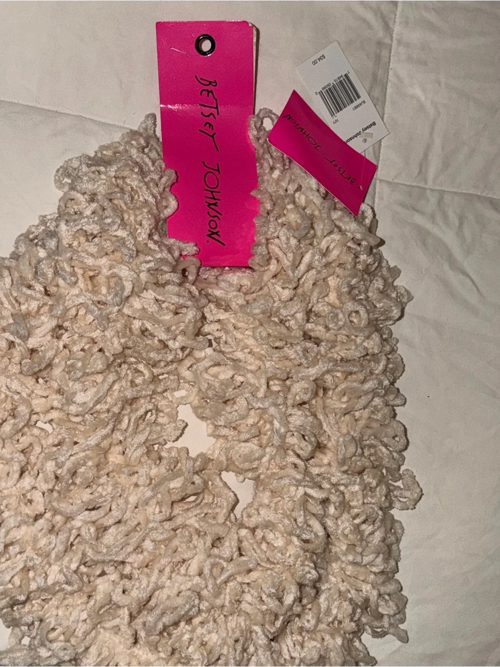 Betsy Johnson Handmade Cream Loop Knit Infinity Scarf
